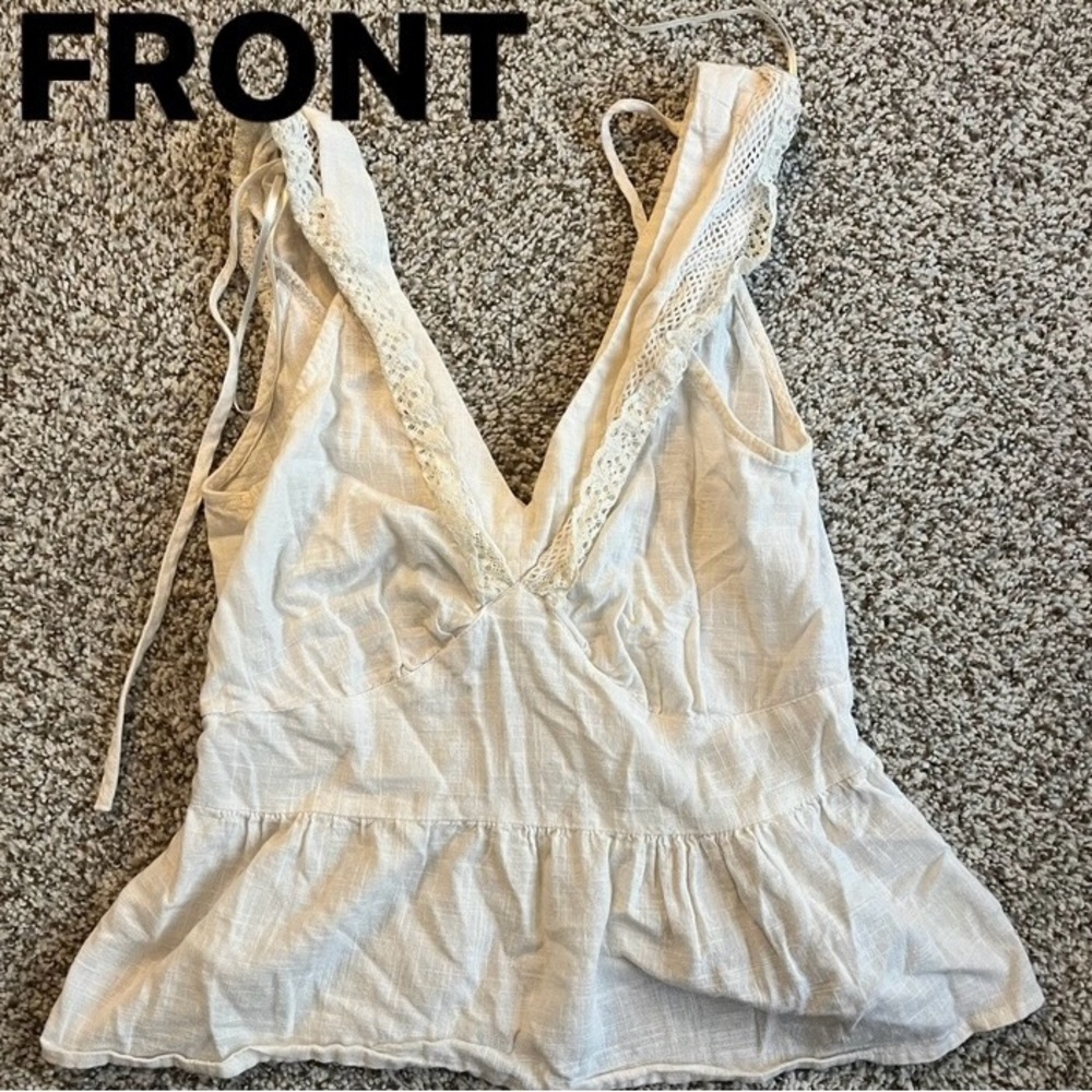 Old Navy Cream Lace Trim Top